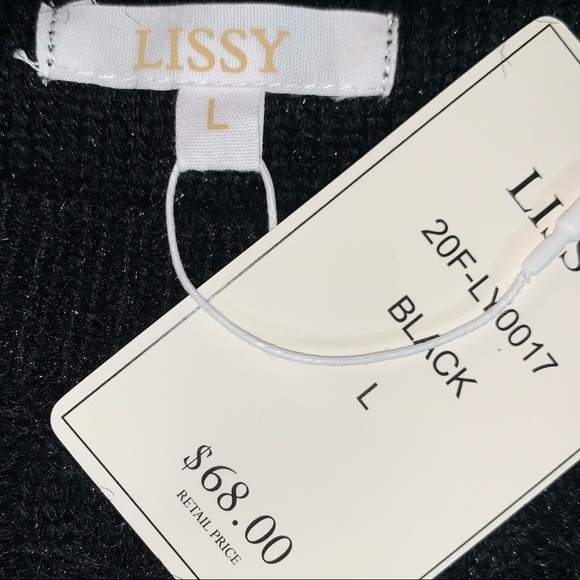 Lissy size L black shimmer crew neck long sleeve sweater with tie waist accent - Picture 11 of 14